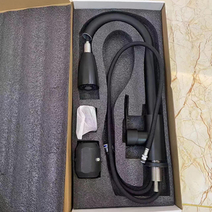 Robinet de cuisine moderne à poignée unique, à montage sur pont, avec bec extractible, couleur noire, eau chaude/froide, tuyau flexible, noyau de valve en céramique - Product Image 2