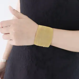 Nieuwe 18K Vergulde Saudi Arabia Grote Brede Mesh Manchet Armbanden Dubai Gold Armband Midden-Oosten Rvs Armband Voor Vrouwen