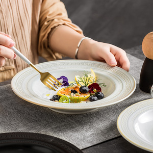 ชุดอาหารค่ำเซรามิกสไตล์วินเทจลายนูนสีดำขาว ชุดถ้วย จาน ชาม และชุดภาชนะเซรามิก - Product Image 2