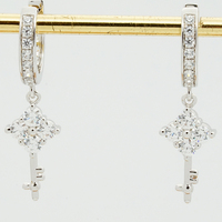 14K gouden diamanten sleutelhangende oorbellen 1.22ct laboratoriumdiamant pavé klauwbevestiging Franse draad cadeaujuwelen