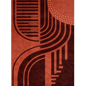 Alfombra de Lana Geométrica Roja y Negra Abstracta Hecha a Mano, Alfombra Moderna Tufted a Mano para Decoración de Hogar Elegante, Regalo de Navidad - Product Image 1