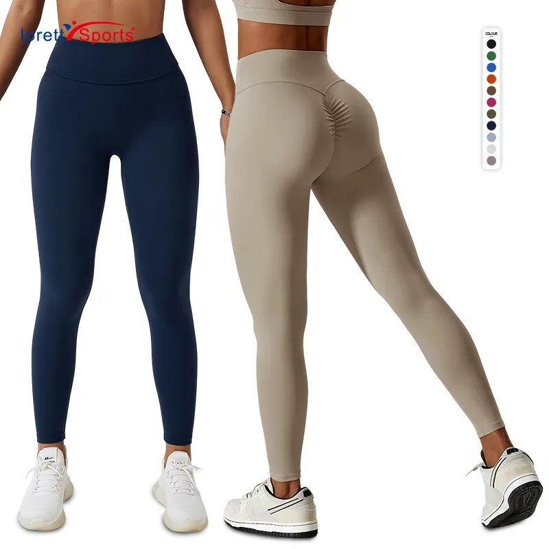 Couleurs populaires femmes Fitness entraînement taille haute ventre contrôle sport Gym Leggings Scrunch bout à bout pantalons de Yoga