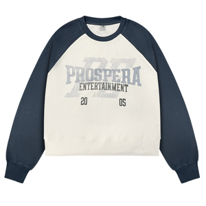 Sudadera Térmica de Punto para Hombre, Diseño Personalizado de Dos Tonos con Bloques de Color, Estampado Vintage, Manga Raglán, Cuello Redondo, Estilo Casual, para Venta al Por Mayor - Product Image 1