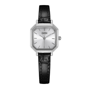 Reloj de Cuarzo Octagonal para Hombre, Caja de Acero Inoxidable, Correa de Cuero, Esfera Analógica de 38 mm, Reloj de Moda Minimalista - Product Image 1