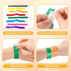 Pulsera de Papel Promocional de Color Sólido Imprimible, Resistente a Desgarros, Pulseras de Papel Impermeables con Logotipo Personalizado - Product Image 3