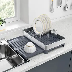 WIREKING Large Capacity Dish Drainer Rack Stainless Steel Over the Sink Dish Drying Rack for Kitchen Organizer