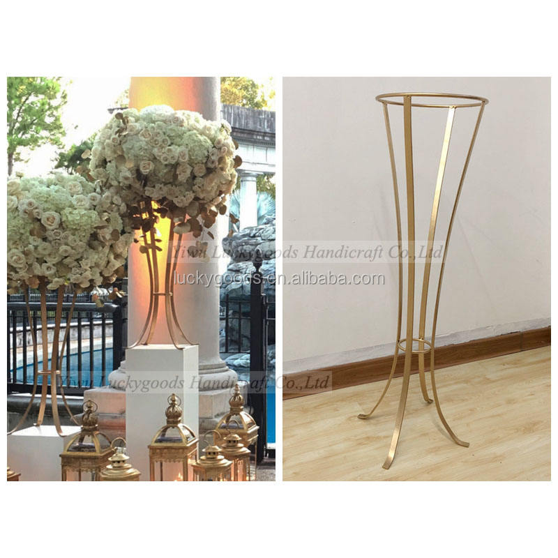 花瓶スタンドLDJ757ライトゴールドパーソナライズされた金属結婚式の