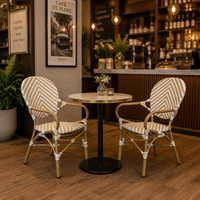 Chaise de café commerciale moderne de style français, mobilier d'extérieur, chaise empilable en aluminium pour jardin, utilisation pour tables de salle à manger, idéale pour les magasins, cafés, laiteries