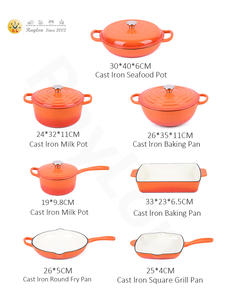 Ensemble de Casseroles en <span class=keywords><strong>Fonte</strong></span> Émaillée Multicolore de 11 Pièces pour Vente en Gros, Batterie de Cuisine à Induction avec Faitout - Product Image 6