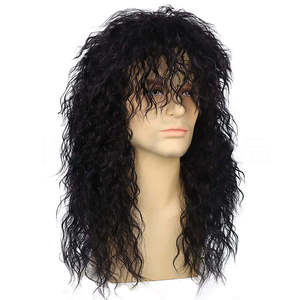 Peluca Larga Rizada Plateada Rubia Sintética Estilo Punk Rocker para Cosplay, para Hombres y Mujeres, Estilo Disco <span class=keywords><strong>Mullet</strong></span> de los 70/80, con Gorra de Malla Elástica sin Pegamento - Product Image 3