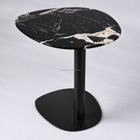 Table d'appoint irrégulière en marbre naturel Grand Antique, base métallique, pour salon et chambre de villa moderne, vente directe usine