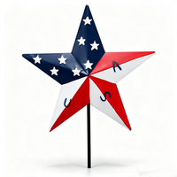 Décoration de jardin patriotique en métal avec étoile USA pour le 4 juillet, à installer dans la pelouse extérieure