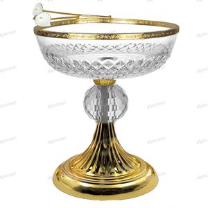 Bol en verre écologique avec motif en spirale peint à l'or, pied en métal, style italien, prêt pour <span class=keywords><strong>les</strong></span> fêtes, qualité supérieure - Product Image 6
