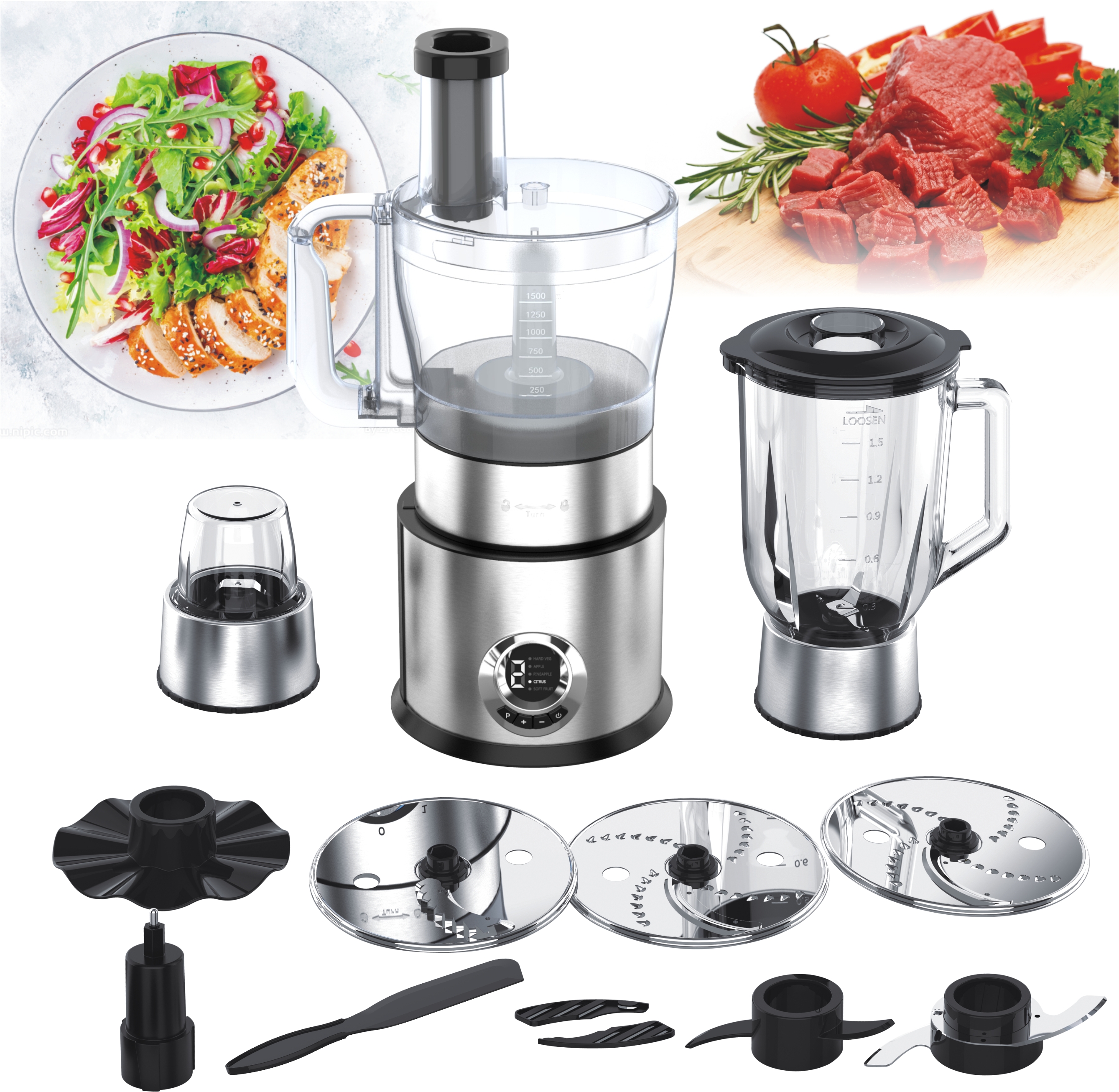11 in 1 Baby Food Processor Electric Kitchen Appliance with Chopping Grinding Functions Stainless Steel Commercial Household Use