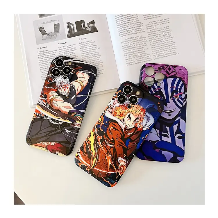 Vente en gros Anime Design Demon Slayer Akaza Coque de téléphone souple antichoc IMD pour iPhone 8 plus 13 12 14 15 Pro Max Housse de protection