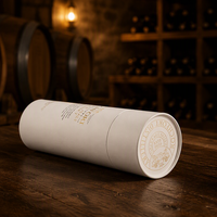 Tube d'emballage de bouteille de boisson de vin de whisky de luxe de logo personnalisé | Cylindre en carton blanc mat doublure en satin verre disparaissant