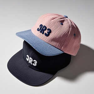 Casquette de baseball sportive personnalisée en velours côtelé bicolore, style hip-hop, à 5 panneaux, visière plate, pour skateboard, avec fermeture snapback - Product Image 3