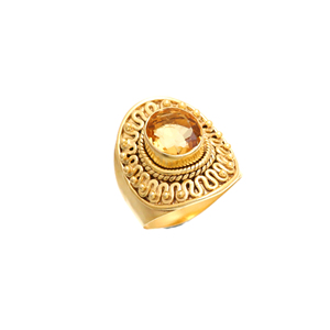 จาวปุระชุบทอง18K แหวนพลอยซิทรินสีเงินสเตอร์ลิง925อินเทรนด์ล่าสุด - Product Image 1