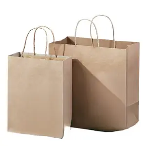 Paper Bag Logo Luxury Shopping Paper Gift Bags With Your Own Logo Small Shopping Brown Kraft Paper Bags With Handles