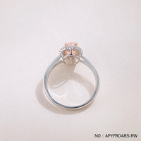 Bague de fiançailles Lerca en or véritable 18 carats avec diamant rose ovale de laboratoire de couleur rouge et blanc, style vintage français, taille œuf de pigeon