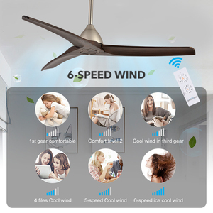 Ventilateur de plafond BAOSHAN, nouveau produit, design moderne, décoratif, 3 pales en bois, pour salon et intérieur. - Product Image 5
