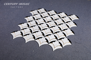Centurymosaic Polished White Black Marble Pine Cone Mosaic <b>Tile</b> With Brass Inlay for Bathroom Kitchen Wall Floor <b>Backsplash</b> - Product Image 3