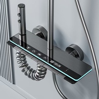 Ensemble de robinetterie de douche thermostatique à affichage numérique style touches de piano, mitigeur mural pour douche pluie pour salle de bain