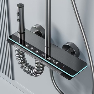 Set Doccia Termostatico con Display Digitale a Tasti Pianoforte, <span class=keywords><strong>Miscelatore</strong></span> a Pioggia <span class=keywords><strong>da</strong></span> Parete per Bagno - Product Image 1