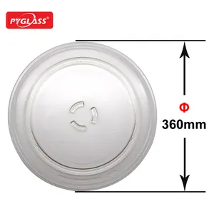 Placa giratória de vidro, 360mm forma redonda microondas vidro borosilicate girando placa de vidro/bandeja giratória para microondas