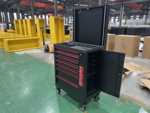 Armoire à outils mobile noire personnalisable GEINXURN avec 7 tiroirs, plateau latéral, serrure centrale, roulettes pour établi, <span class=keywords><strong>garage</strong></span>, support OEM - Product Image 5