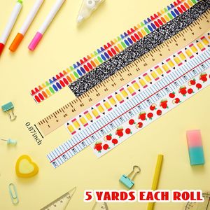 Cinta de satén estampada a doble cara para la vuelta al cole, al por mayor, con patrón de alfabeto, regla y lápiz, 100% poliéster, decoración para mochilas escolares - Product Image 6