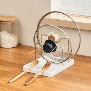 Creative Folding Kitchen Countertop Organizer Cutting Board Rack & Spoon Rest Holder for Pot <b>Pan</b> Lids Countertop Chopping Board - Product Image 3