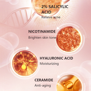 4 in 1 acido salicilico organico acido ialuronico Ceramide Nicotinamide Mousse detergente Anti-Acne sollievo schiarente Anti-invecchiamento - Product Image 2