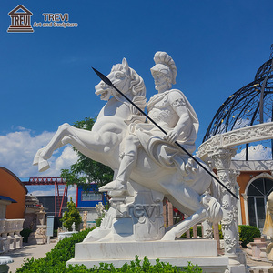 Estátua de guerreiro em mármore branco esculpida à mão soldado romano europeu antigo - Product Image 1