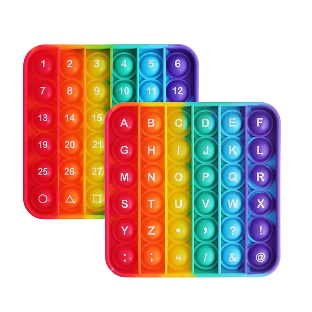 Rainbow Color Fidget Toys Push Bubble Game con lettere numero digitale autismo antistress Push Pops sensoriali per adulti bambini