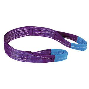 Sangles plates en polyester Fervi, extrémités violettes et bleues, longueur 2 m, équipement de levage robuste - Product Image 1