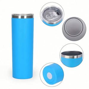 Gobelets isothermes personnalisés en acier inoxydable de 20 oz, fin, avec revêtement en poudre, pour voyage, avec couvercles et pailles – Vente en gros - Product Image 3