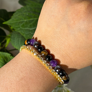 Pulsera de <span class=keywords><strong>Cuarzo</strong></span> <span class=keywords><strong>Ahumado</strong></span> Imitación Amatista Ojo de Tigre Natural 2026, Pulsera de Regalo Exquisita y Económica al por Mayor - Product Image 5