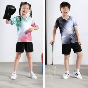 Moisture Wicking Printed Kids Uniform Set Boys Girls Training Match Long-Wearing Fresh Comfortable Quick Dry <b>Badminton</b> - Product Image 1