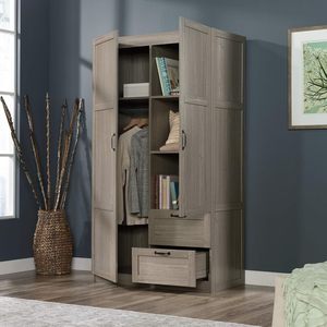 Armario Moderno Blanco de 2 Puertas con 2 Cajones, Armario de Almacenamiento de Madera para Dormitorio - Product Image 4