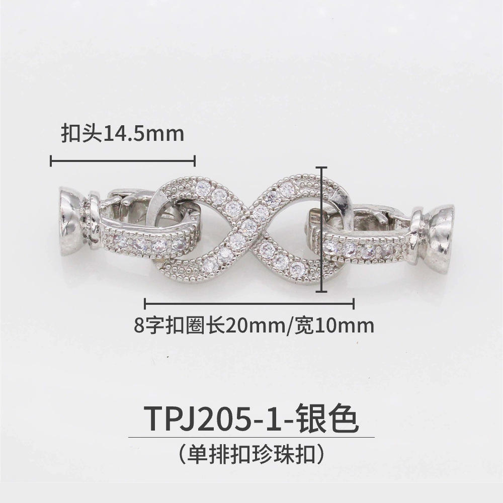Tpj205-single row pearl buckle silver