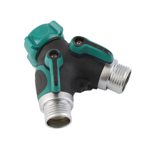 Conector de manguera de jardín de aleación de zinc en forma de Y de 25 mm, distribuidor de agua de doble vía para riego, lavado de coches y patio. - Product Image 3