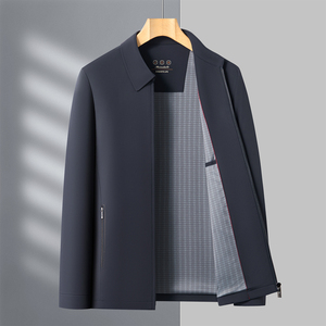 Chaqueta de alta gama para hombre, abrigo de primavera y otoño, nuevo estilo casual de negocios, a prueba de viento, sin planchado, con solapa antiarrugas, abrigo ejecutivo transpirable - Product Image 1