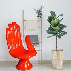 Silla Casual Nórdica Artística de Fibra de Vidrio con Forma de Palma, Respaldo Individual con Diseño de Mano de Buda, Mueble Decorativo Modelo 006 - Product Image 1