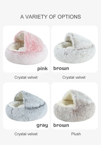 Cama de felpa para perro, nido cálido redondo de cristal de lujo para gato, cueva para mascotas - Product Image 5