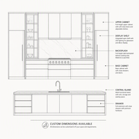 Lemari Dapur Pulau Modern Modular Kayu RTA Tahan Air Ramah Lingkungan Soft Close Grosir Langsung dari Pabrik