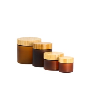 Grosir botol plastik Amber buram 150ml 200ml 250ml 300ml botol plastik Amber Pet dengan tutup bambu - Product Image 3