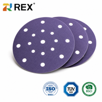 Disques abrasifs multi-trous en céramique PET REX 125 mm 150 mm certifiés ISO TUV pour le polissage de la peinture automobile et des métaux