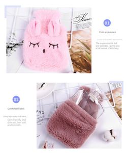 <b>Cute</b> Plush Sustainable Stress Pain Relief Therapy <b>Hot</b> <b>Water</b> <b>Bottle</b> Bag Rabbit Cover Removable Washable <b>Water</b>-Filling - Product Image 3