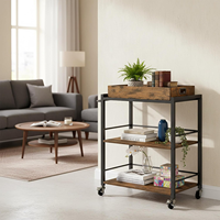 Chariot rectangulaire en fer et bois, populaire en Europe et en Amérique, chariot de cuisine avec roulettes et plusieurs compartiments de rangement